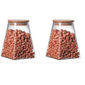 Femora Kitchen Storage Jars Borosilicate Glass Jars for Kitchen With Wooden Lid Air Tight Jar | 900 Ml | Pack of 2