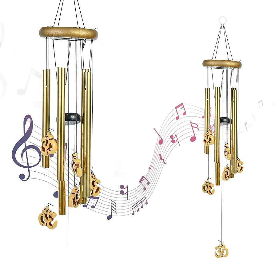 Wind Chimes for Balcony Stylish Hanging Bells Om 5-Pipe Wind Chime -012