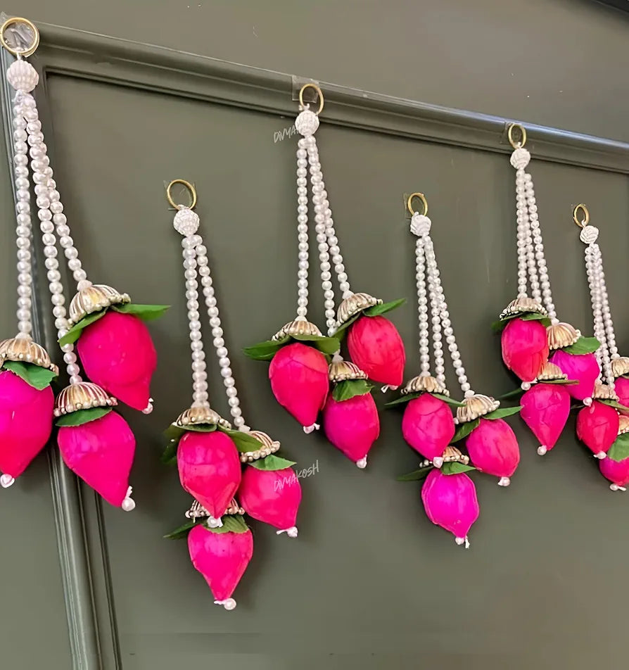 Handmade Lotus Buds Hanging Pack of 5 Size 1 Ft Solawood Lotus Hangings 12Inches