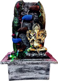 Alila Big Ganesha with Diya LED Waterfall Water Fountain for Home Decor Living Room 23 inches 57cm