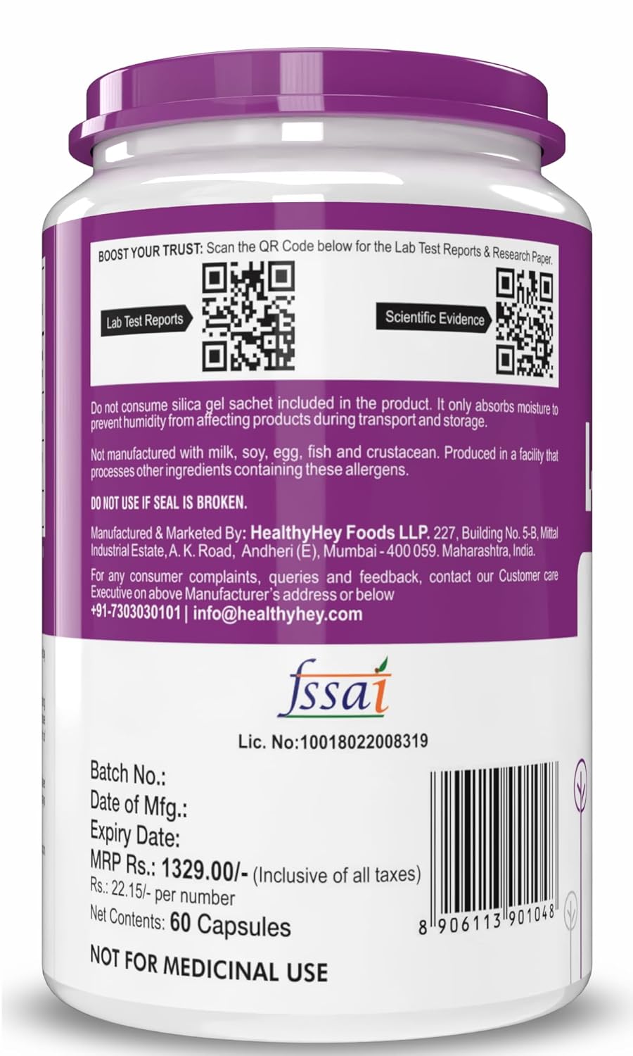 HealthyHey Nutrition L-Histidine 60 Capsules