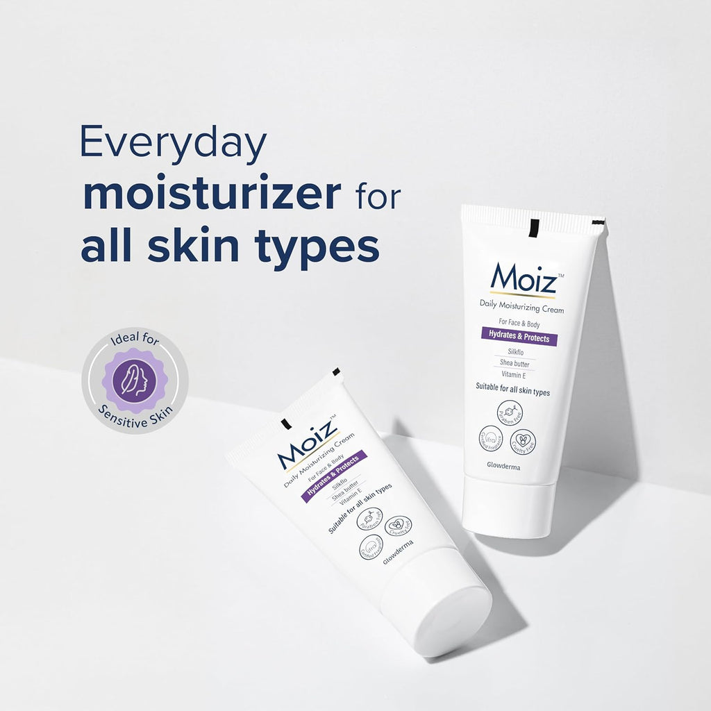 Moiz Daily Moisturizing Cream for Face & Body | Formulated with 9 Moisturizers | Suitable for Sensitive Skin | Paraben free & Cruelty free-50g