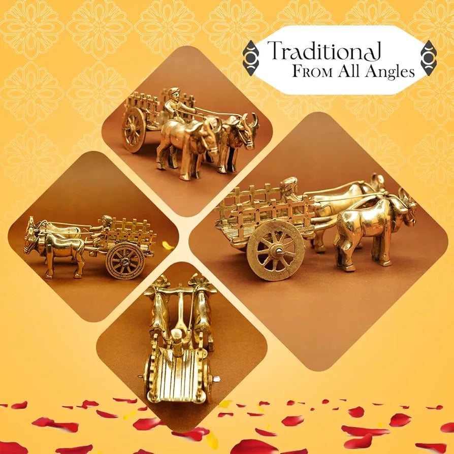 Ekhasa Pure Brass Bullock Cart Home Decor Bailgadi Brass Antique Decor