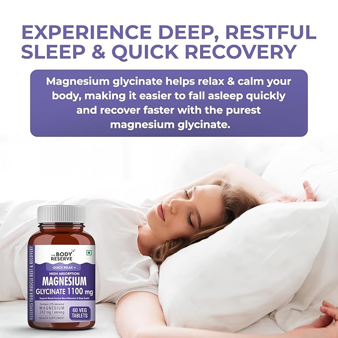The Body Reserve Magnesium Glycinate Supplement 1100mg Per Serving - 60 caps