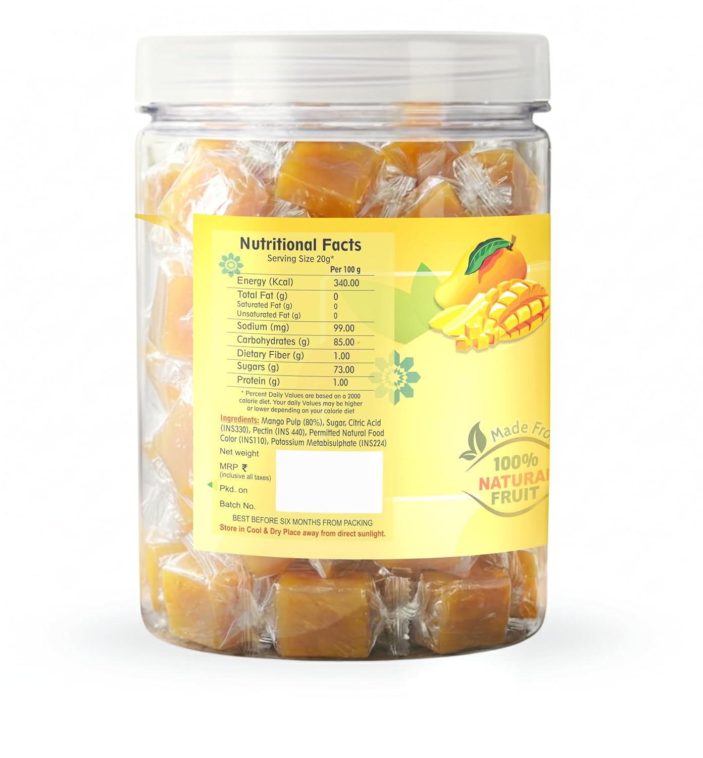 Nutriefoods Aam Papad | 100% Natural Fruit Candy | Premium Mango Fruit Bar, Mango Toffee Candy (400g)