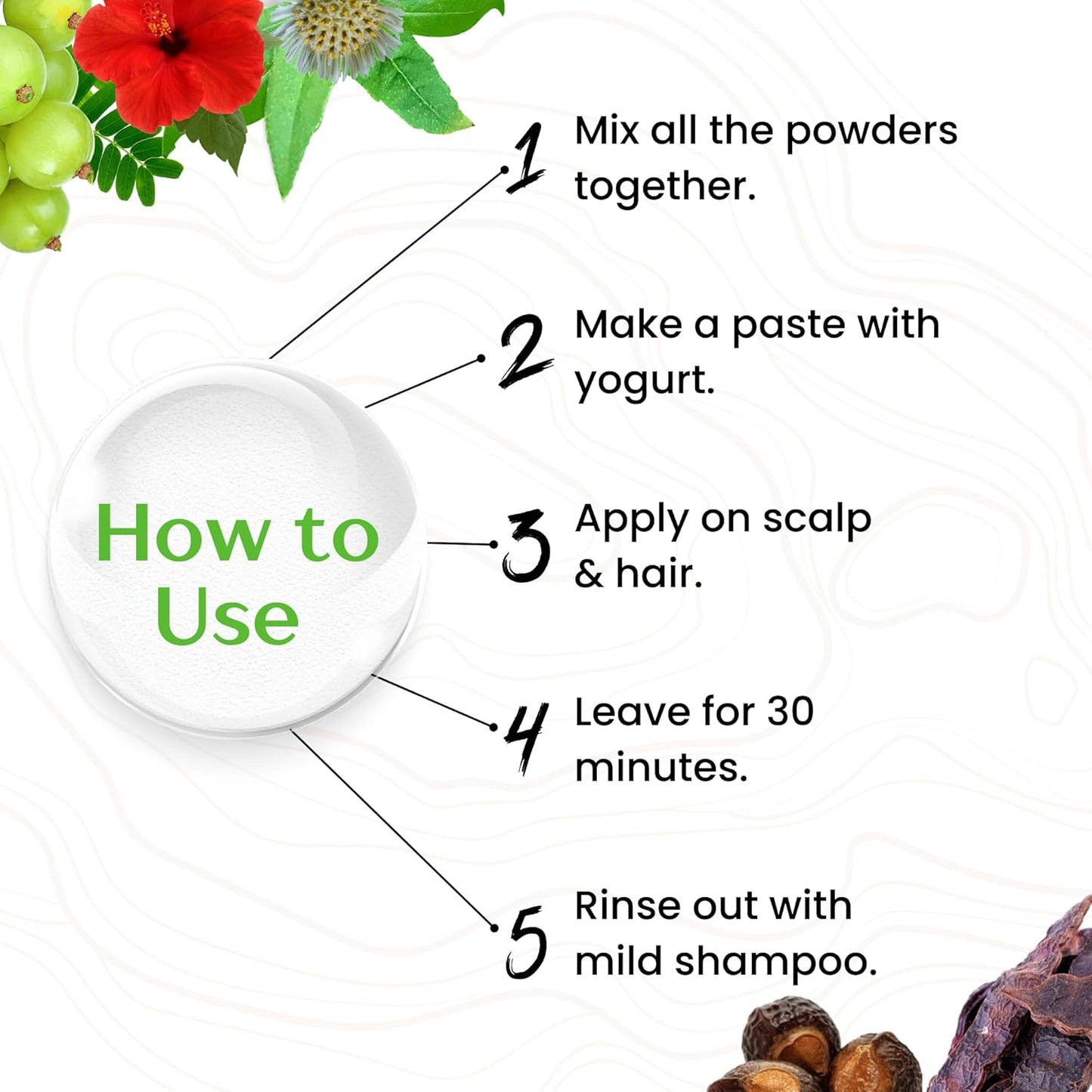 Havintha Amla, Reetha, Shikakai, Bhriangraj and Hibiscus powder for Hair care Each - 50 gms Combo Pack of 5