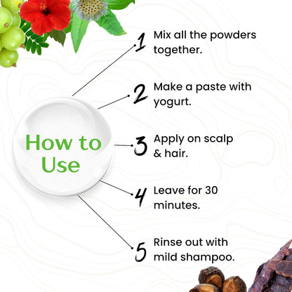Havintha Amla, Reetha, Shikakai, Bhriangraj and Hibiscus powder for Hair care Each - 50 gms Combo Pack of 5
