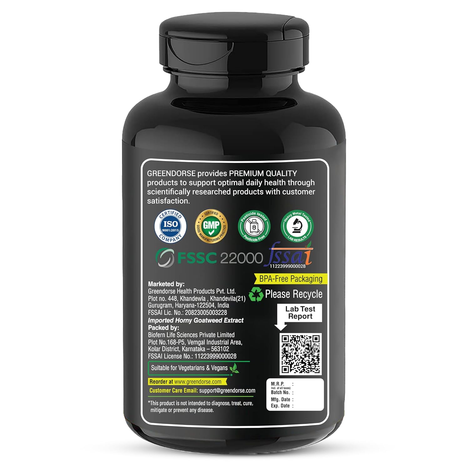 GREENDORSE Horny Goatweed (Epimedium) Extract Capsule | High Potency 10% Icariin by HPLC | For better Circulation, Strength, Stamina, Performance & Energy - 30 Veg Capsules