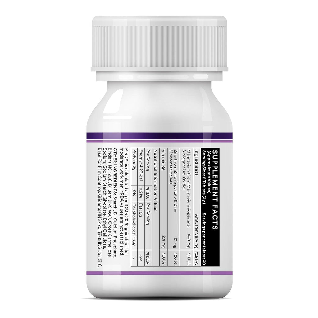INLIFE ZMA (Zinc Magnesium Aspartate & Vitamin B6) For Men And Women | For Muscle Strength, Recovery, Sleep, Immune Support - 60 Tablets (Pack of 1)