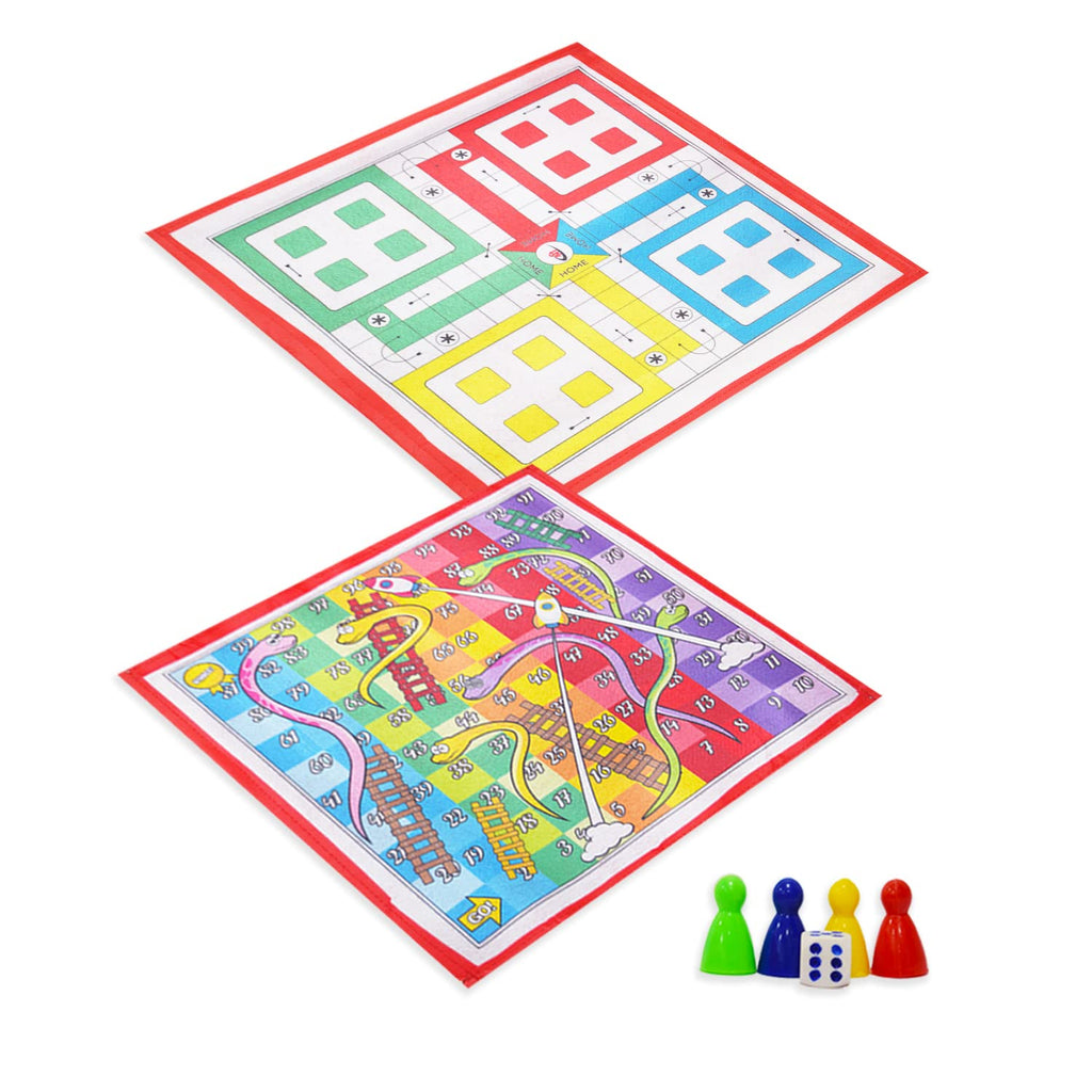 Kids Mandi Ludo Board Game Snake and Ladder Mat Game 2 in 1