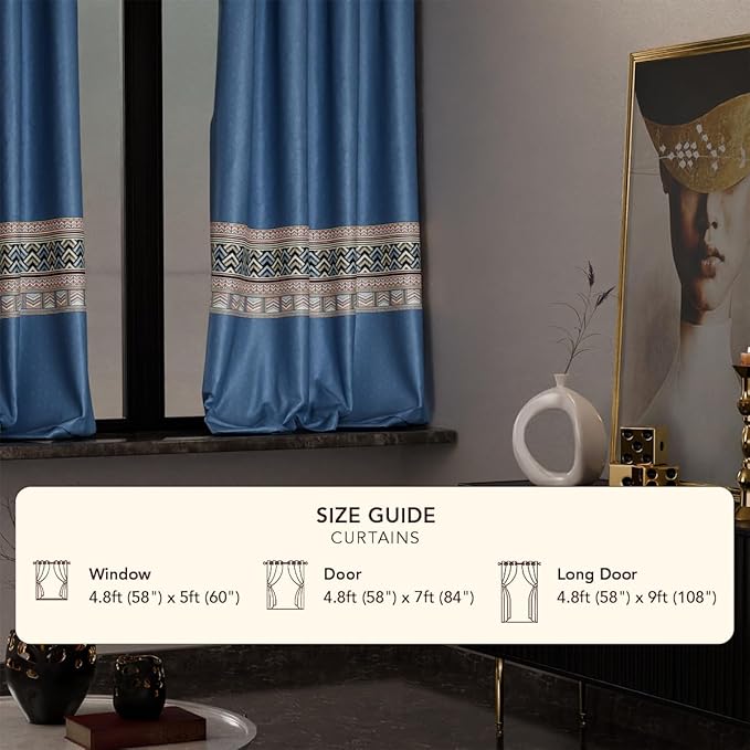 Stoa Paris Curtain for Home, Single pc Patterned Curtain for Window, Living Room Colour Celestial Blue