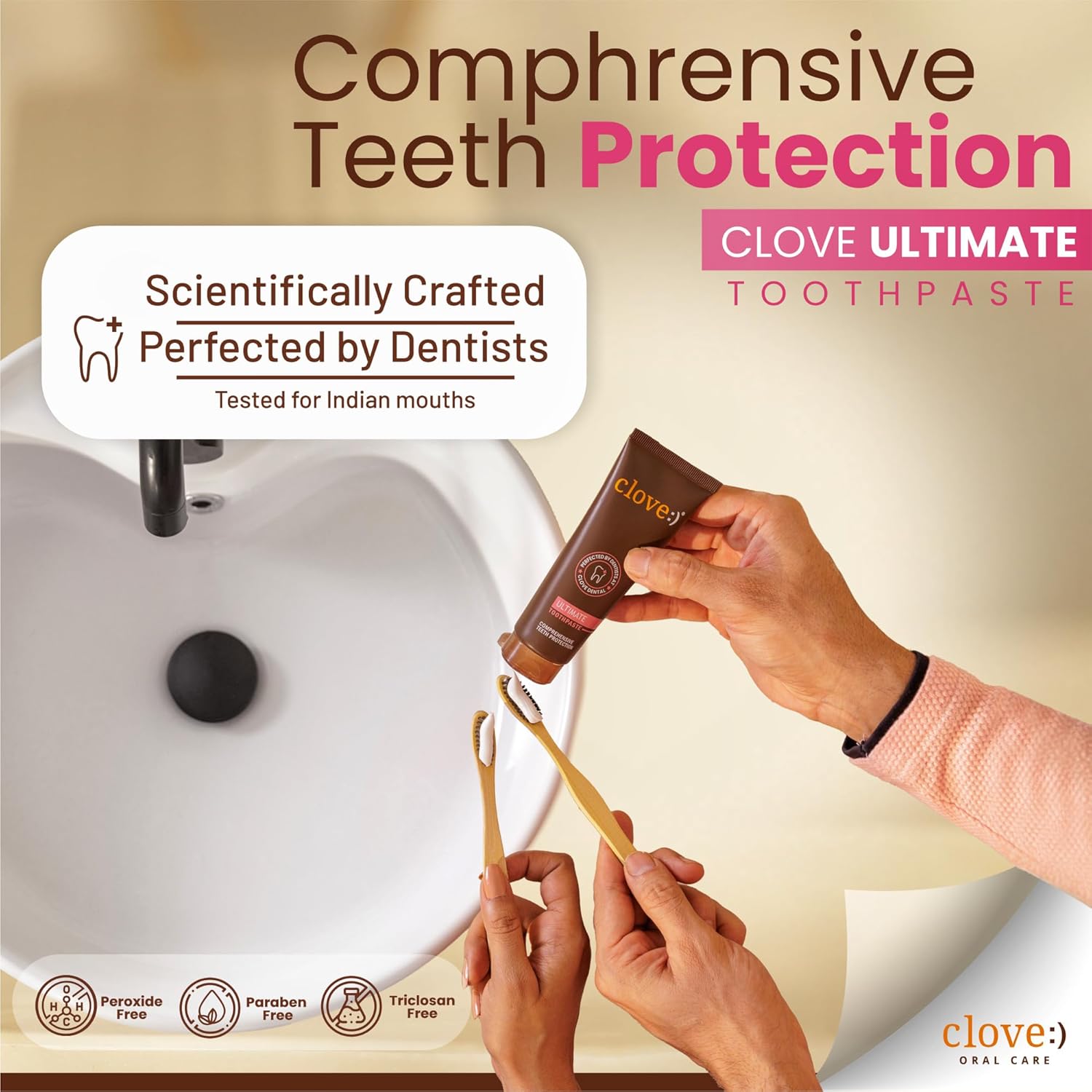 Clove Ultimate Toothpaste , Patented Optafresh Technology , 24-Hour Active Freshness & Bad Breath Control , Cavity Protection & Healthy Gums ,Safe formula, Mint, Pack of 1 (100g)