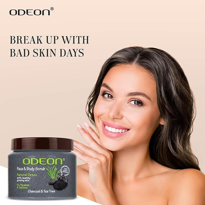 Odeon Charcoal & Tea Tree Oil Body Scrub - 300 ml