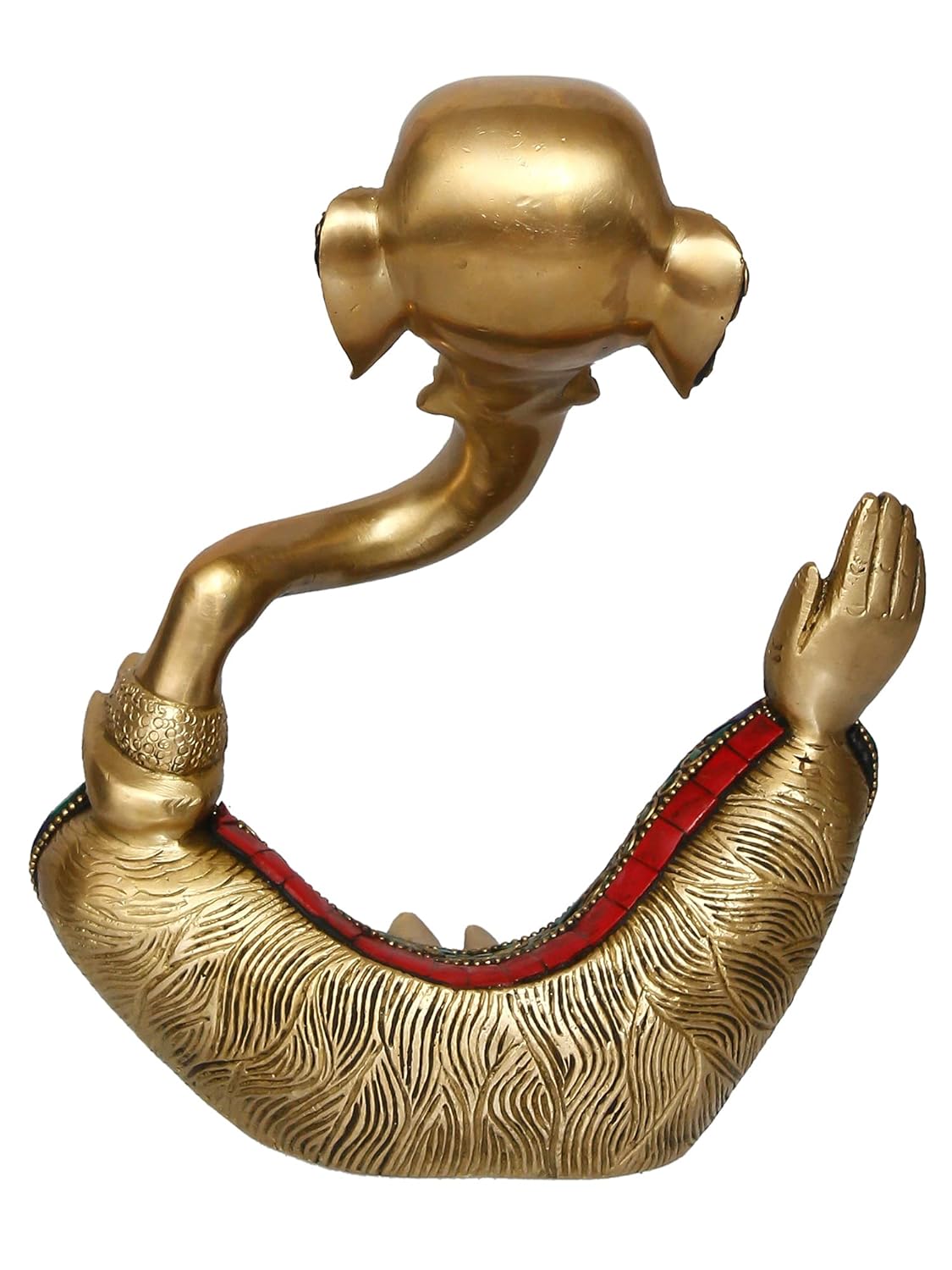 Ecraftindia Handcrafted Meditating Brass Lord Ganesha Idol With Golden Colorful Stone Work | Spiritual Ganesha Statue for Puja Room