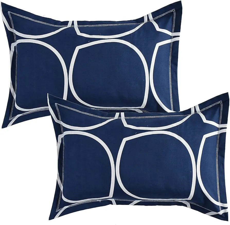 The Home Style 400 TC Supersoft Cotton Feel Glace Cotton Elastic Fitted Printed Queen Size Double Bed Bedsheet wih 2 Pillow Cover Cadet Blue
