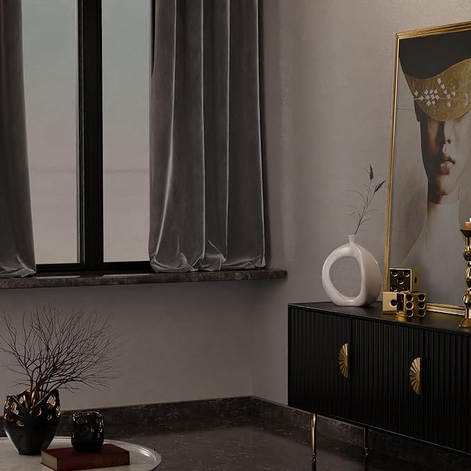 Stoa Paris Curtain for Home Single pc PatternedVelvet Curtain for Window Colour Midnight Muse