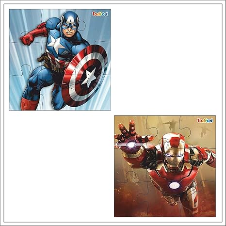 TodFod Wooden Jigsaw Puzzles Toy for Kids & Children Disney Barbie Girls 54 Pieces 6 in 1 & Marvel Avengers