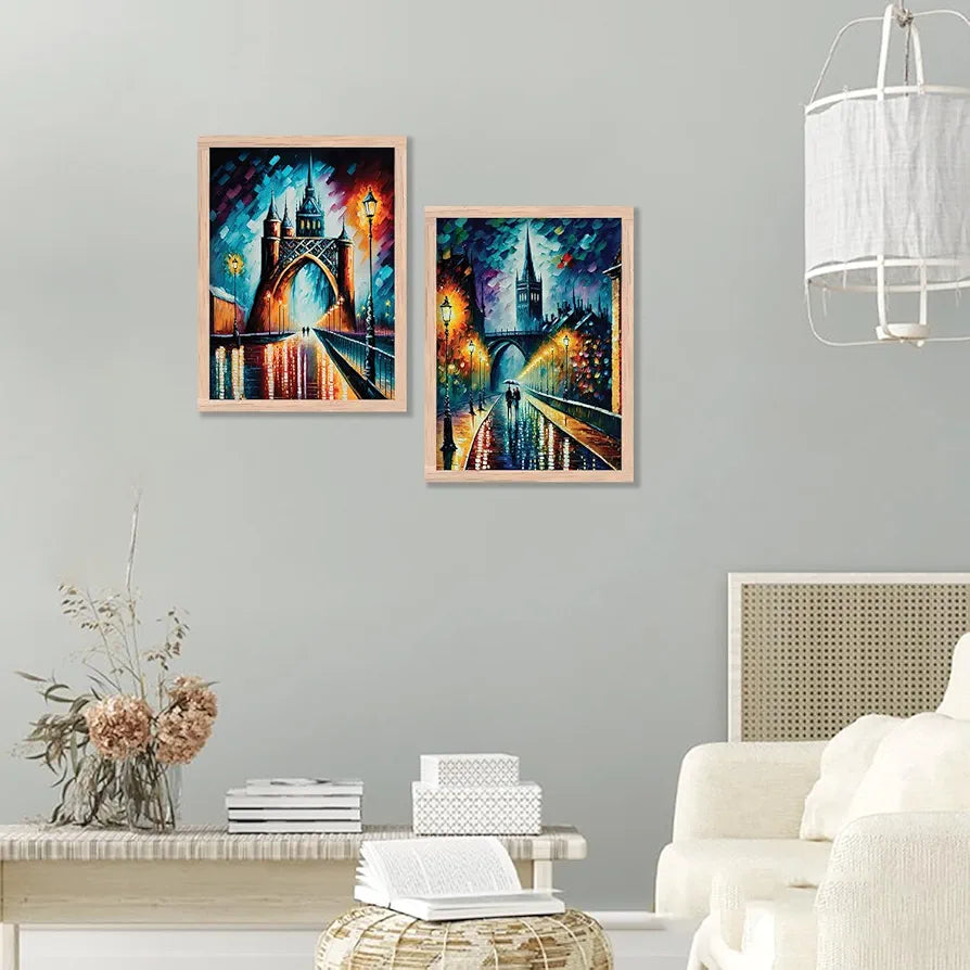 Kotart Premium Digital Painting with Frame for Home Decoration Iconic City Painting Pack of 2 Design02