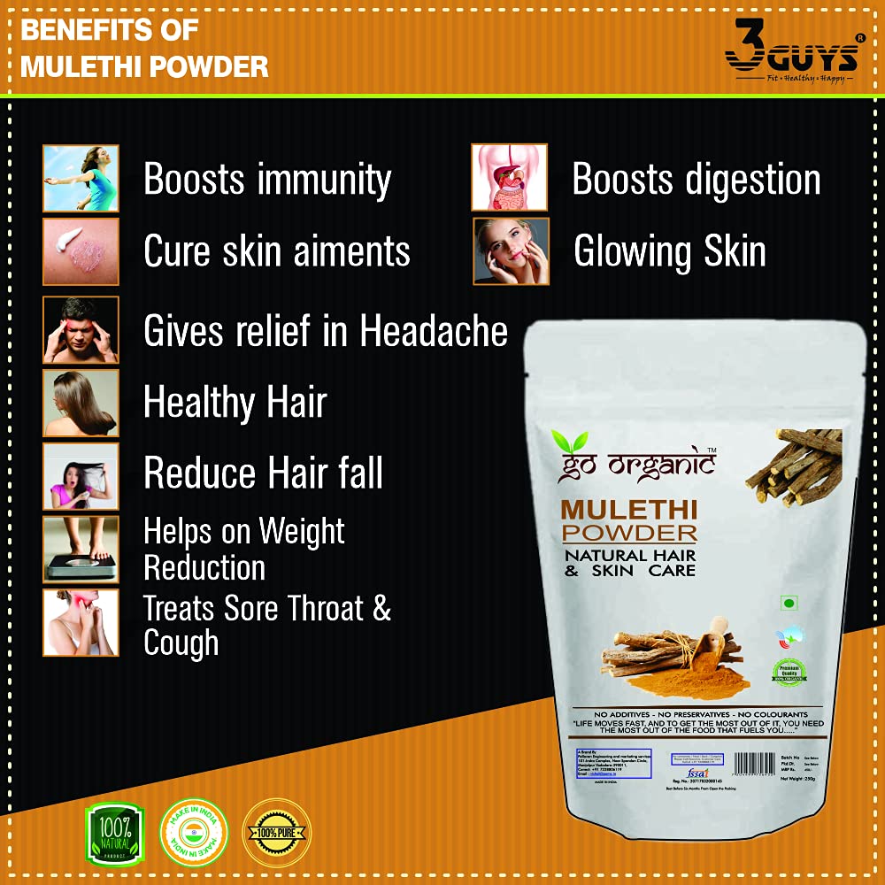 Go Organic Liquorice/Mulethi Powder/Athimathuram powder - 250Gm