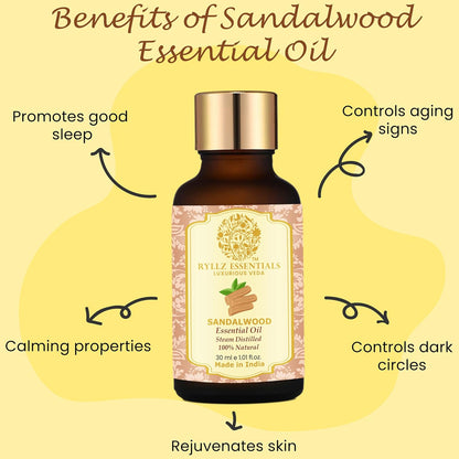 Ryllz Essentials Sandalwood Essential Oil With Glass Dropper - 30 ml