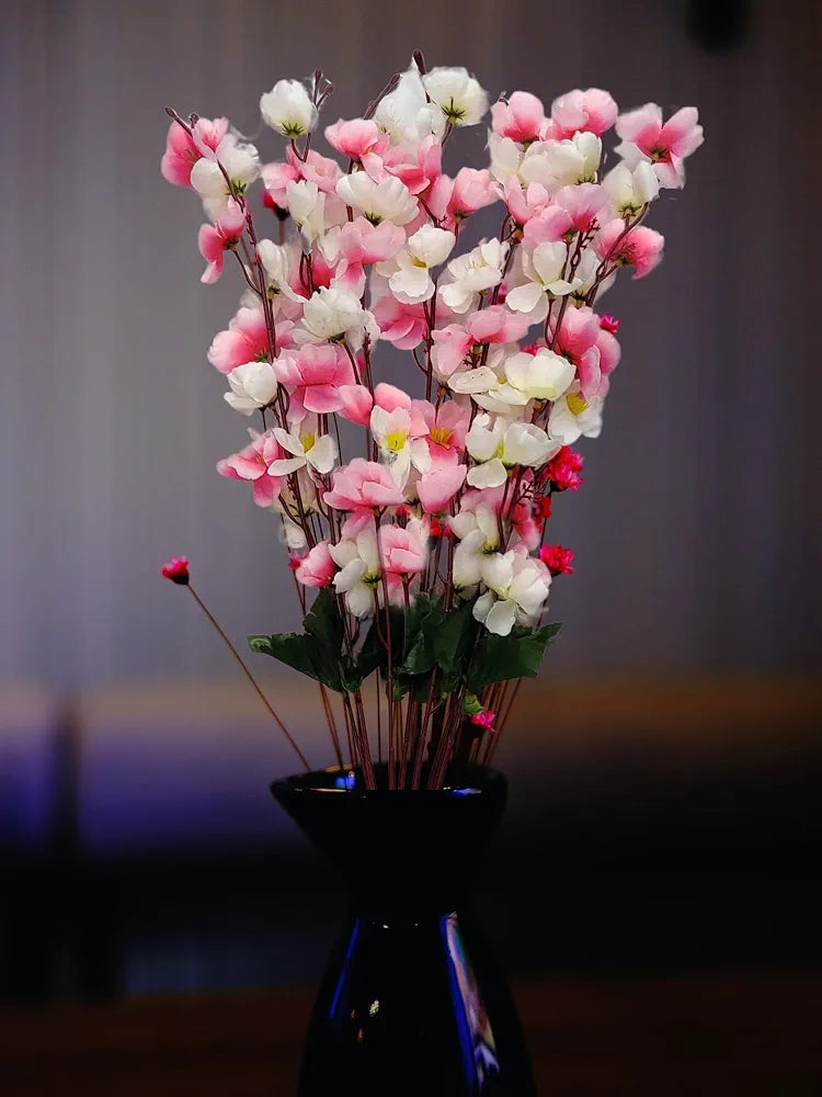 Artificial Flowers Bunch Cherry Blossom Ideal for vase Without vase Pink Mix 55 cm Height Fabric