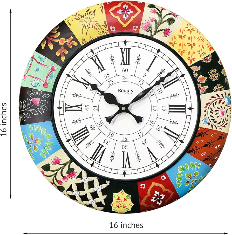 RoyalsCart Analog Wooden Wall Clock Clock Size - 16 x 16 inches [KTWC186D] Elegant Designer Painting
