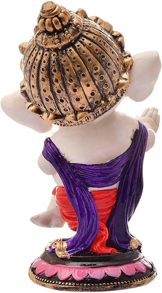 Nrson Indian Handcrafted Polyresin Ceramic Eco Friendly Lord Ganesh Idol Figurine Dhol Ganesh