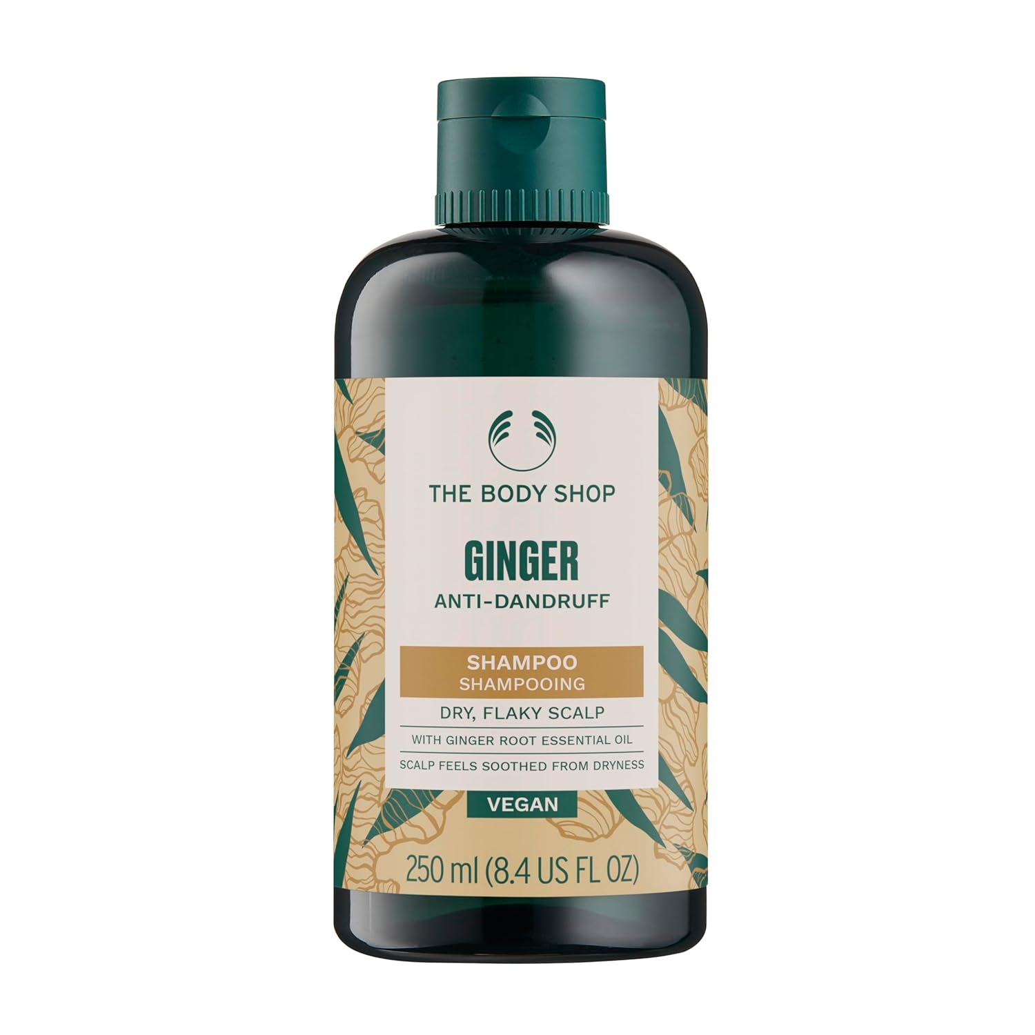 The Body Shop Ginger Anti-Dandruff Shampoo | Clears Flakes & Calms Scalp | With Ginger & Birch Bark Extract | For Healthy Hair Growth | For Dry, Flaky Scalps | 250ml