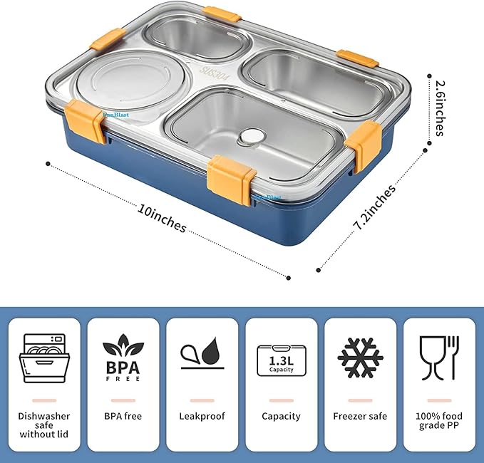 FunBlast Lunch Box Stainless Steel Lunch Box for Kids Not Leak Proof for Dry Foods Only)