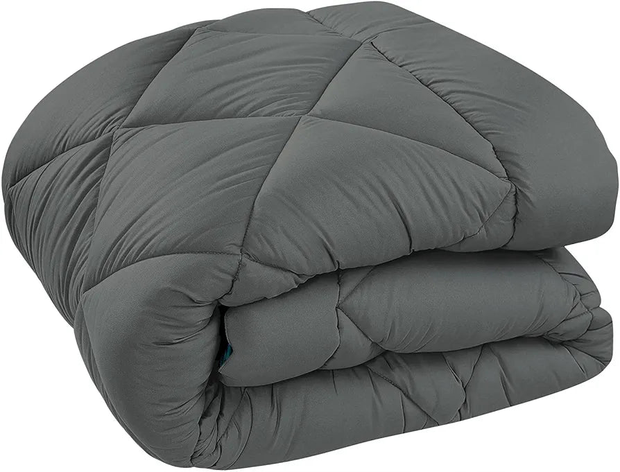 Cloth Fusion Reversible AC Comforter Single Bed Soft Microfibre Quilt Blanket for Winter Teal & Light Grey