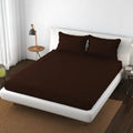 Trance Home Linen 100% Cotton 78x72 inch King Elastic Fitted Bedsheet 400 Thread Count Premium with 2 Pillow Covers Colour Chocolate Brown