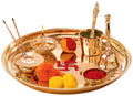 Collectible India Handmade Brass Puja Thali Set for Aarti Pooja Decor