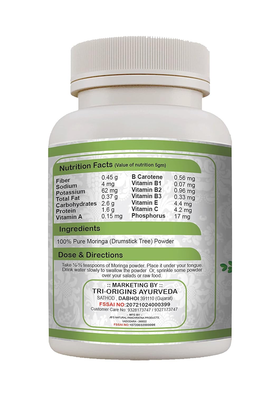Tri-Origin Ayurveda 100% Moringa Powder - 100 gms
