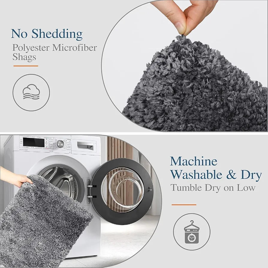 Ishro Home Premium Fuzzy Shag Carpet for Hall Rugs for Living Room Carpets for Living Room Colour Ash Grey