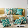 Aerohaven Set of 6 Satin Abstract Designer Decorative Throw Pillow/Cushion Covers Aqua/ Sea Green