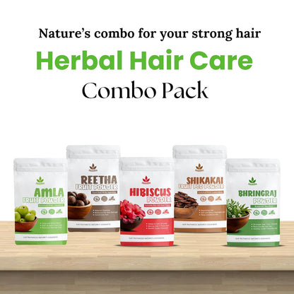 Havintha Amla, Reetha, Shikakai, Bhriangraj and Hibiscus powder for Hair care Each - 50 gms Combo Pack of 5