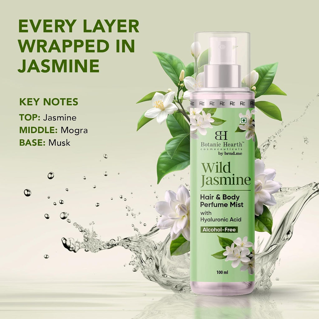Botanic Hearth Wild Jasmine Hair & Body Mist for Women – Long Lasting Exotic Body Spray | Hair Perfume & Hair Mist Spray | Captivating Perfume for Woman | Floral Hair and Body Mist, 100ml
