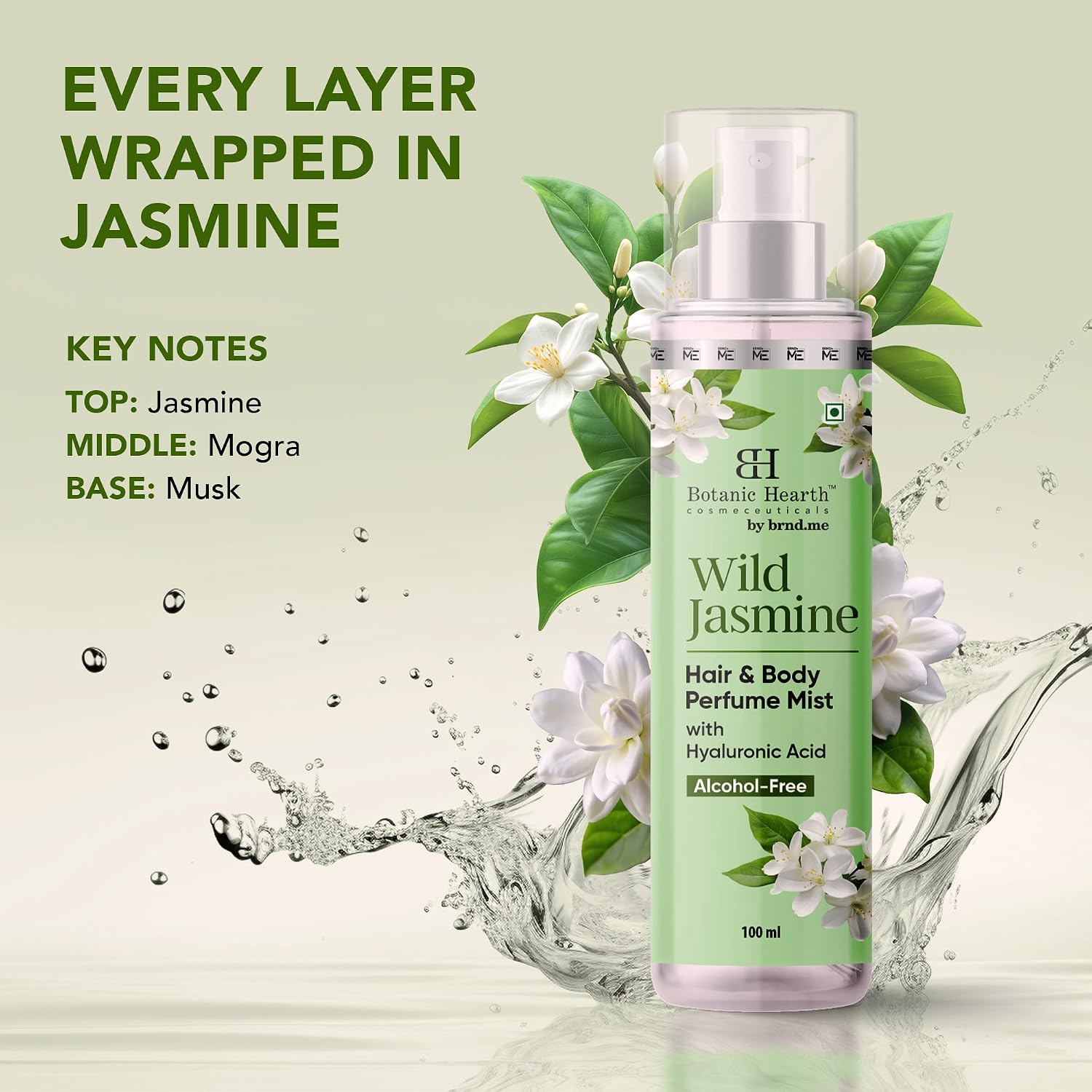 Botanic Hearth Wild Jasmine Hair & Body Mist for Women – Long Lasting Exotic Body Spray | Hair Perfume & Hair Mist Spray | Captivating Perfume for Woman | Floral Hair and Body Mist, 100ml
