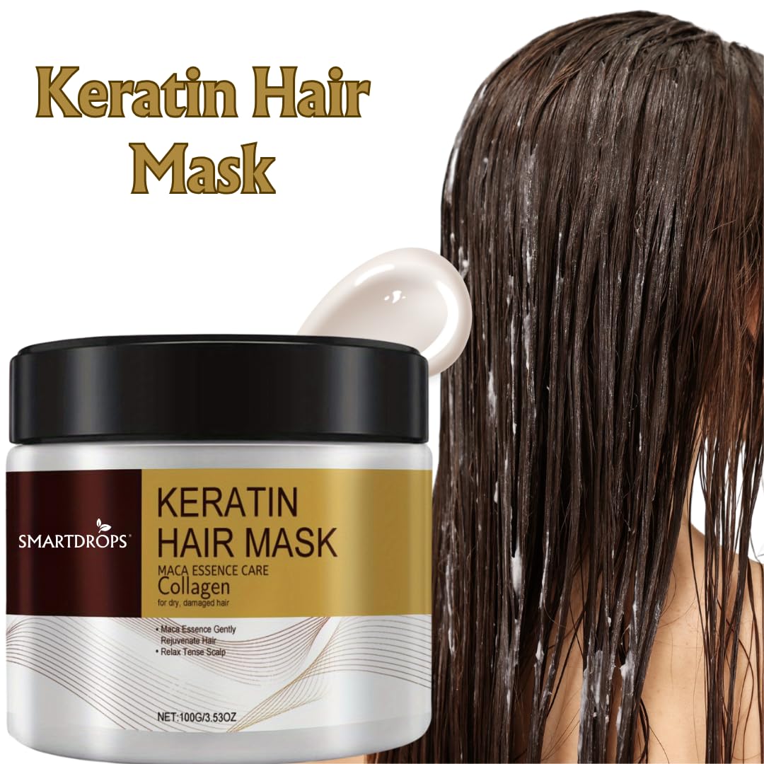 Smartdrops Keratin Hair Mask, Smooth Texture Formula, For All Hair Types, Soft Finish Care, (Pack of 1) (100 g)