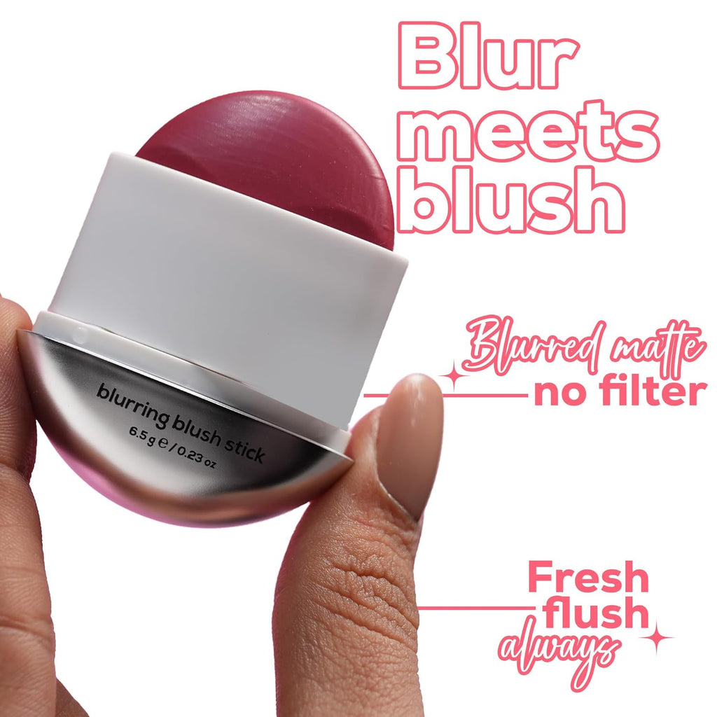 RENEE Blushie Blurring Blush Stick | Buildable Formula With Soft-Focus Matte Finish | Lightweight, Long-Lasting, Easily Blendable | With Hyaluronic Acid, Peptides & Vitamin E- Peachy Please | 6.5g