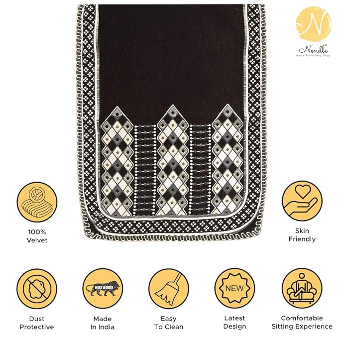 Nendle Luxurious Soft Velvet Abstract Design Sofa Cover 3 Seater and 2 Seater 5 Seater (Pack of 4, Brown)