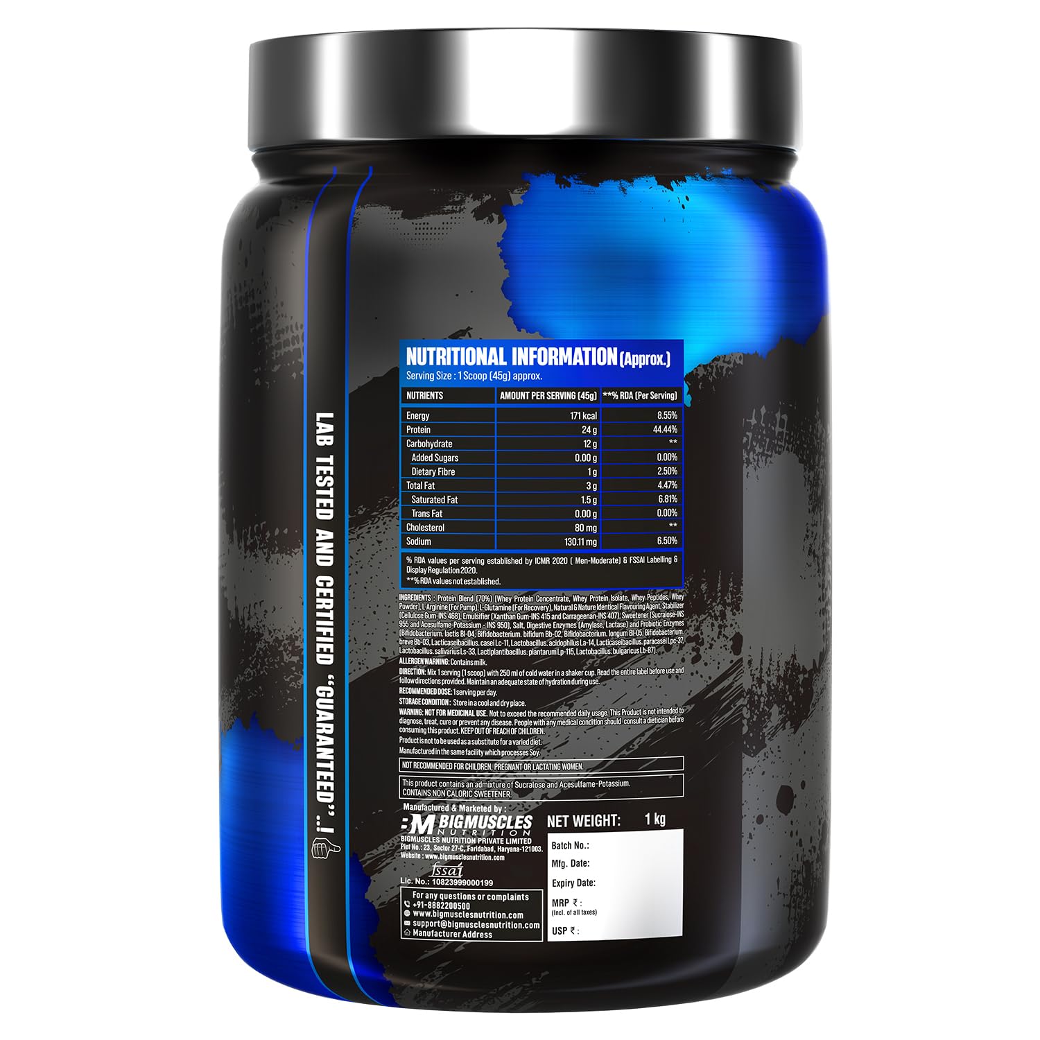 Bigmuscles Nutrition Prime Protein [1kg] | Whey Protein Isolate & Concentrate | With Digestive Enzymes, Probiotic Enzymes | 24g Protein, 10g EAA [Rich Chocolate]