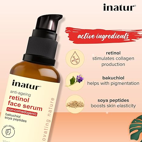 Inatur Retinol Serum for Face with Bakuchiol - 30 ml