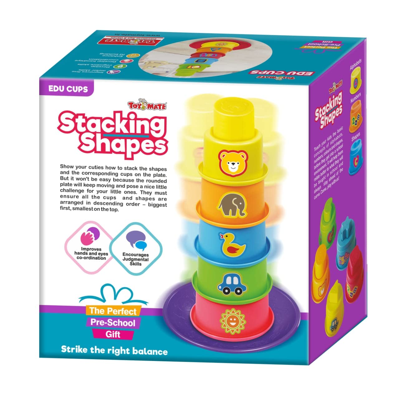 Toymate Stacking Shapes 5 Colourful Cups & Shapes