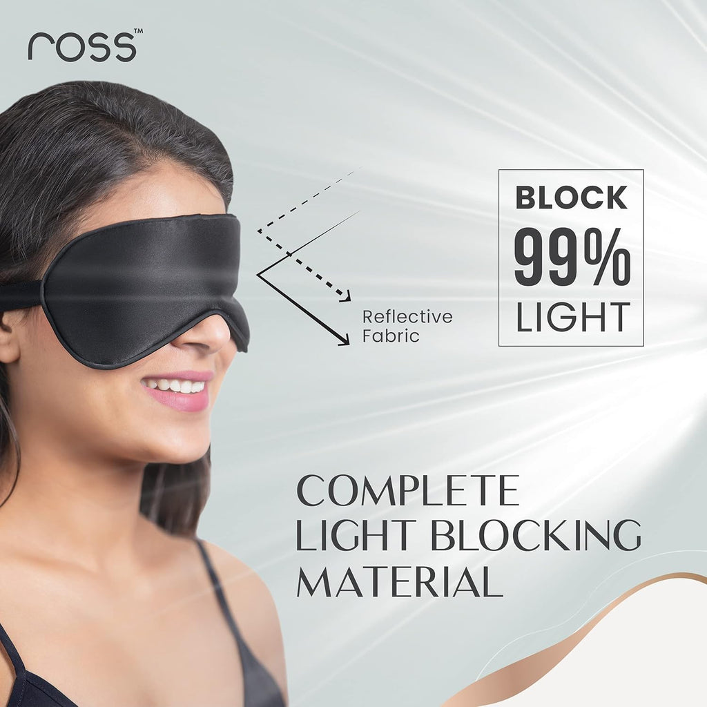 Ross 100% Mulberry Silk Sleep Mask â€“ Luxuriously Soft, Smooth & Breathable Eye Mask for Ultimate Comfort, Deeper Sleep & Complete Darkness â€“ Perfect for Travel, Meditation & Relaxation (Black)