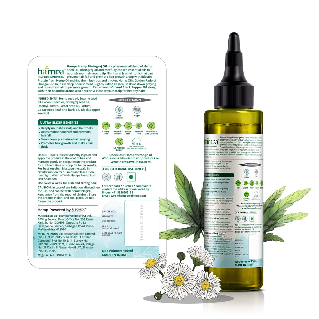 Hampa Hemp Bhringraj Hair Oil and Lush Hair Shampoo Combo
