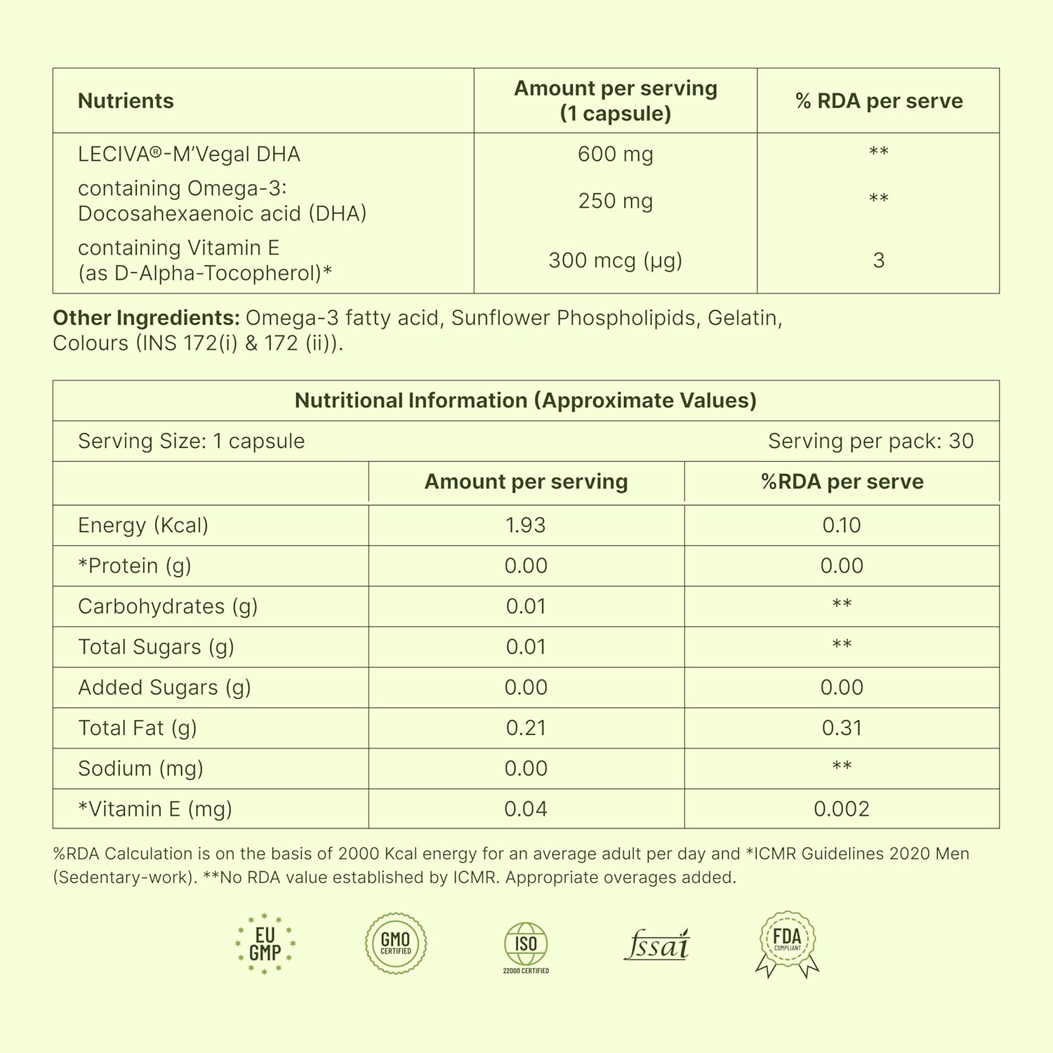 Phospholipids Omega 3 Supplement for Adults 50+ | Algal DHA 250 mg | Enhanced Absorption Phospholipid Formula for Brain Eye and Heart Support Capsules | 30 Capsules