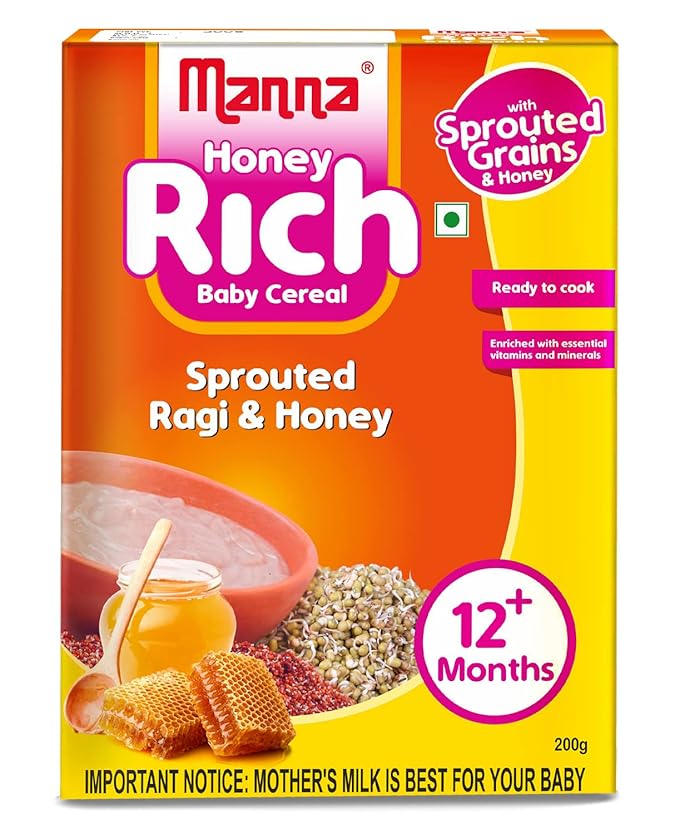 Manna Baby Cereal  Sprouted Ragi with Honey Powder - 200 gms