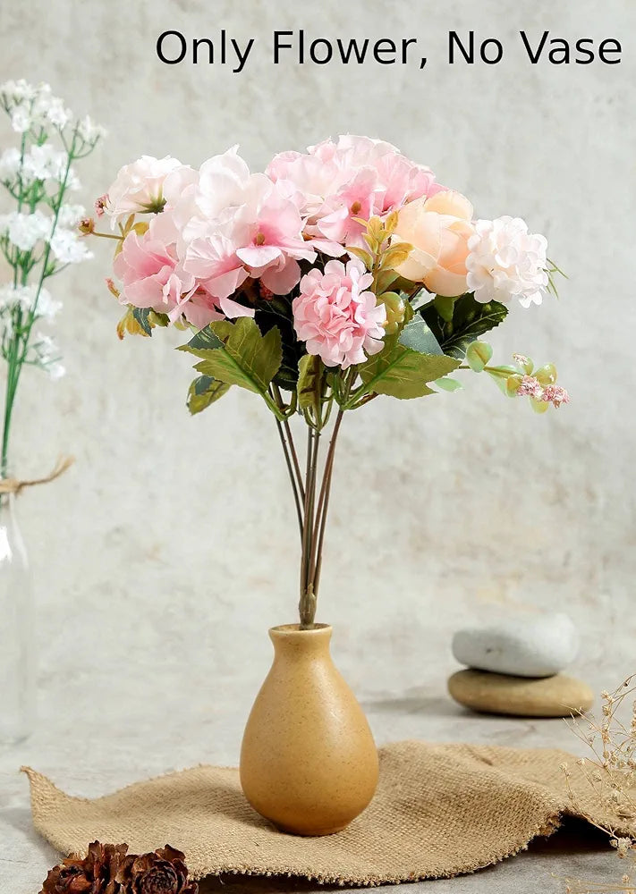 Artificial Head Rose Peony Fake Flower Sticks Bunch Light Pink