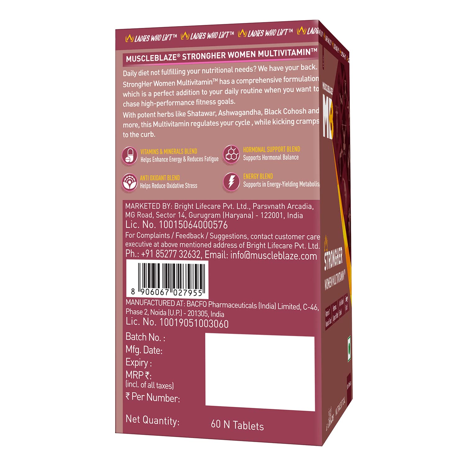 MuscleBlaze StrongHer Women Multivitamin (60 Tablets) | Multivitamin for Women | For Energy & Stamina